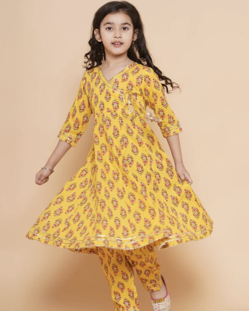 Yellow Mustard Dress with Floral Design - Image 3